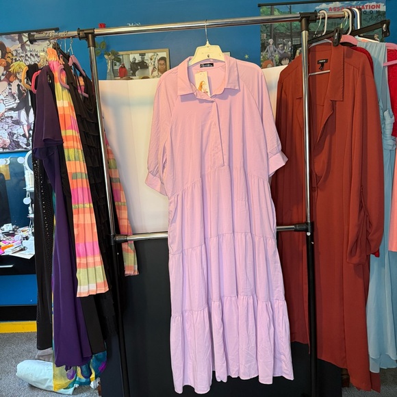 NWT PrettyGarden Size XXL Short Sleeve Buttons Tiered Ruffle A Line Swing Dress - Picture 5 of 10